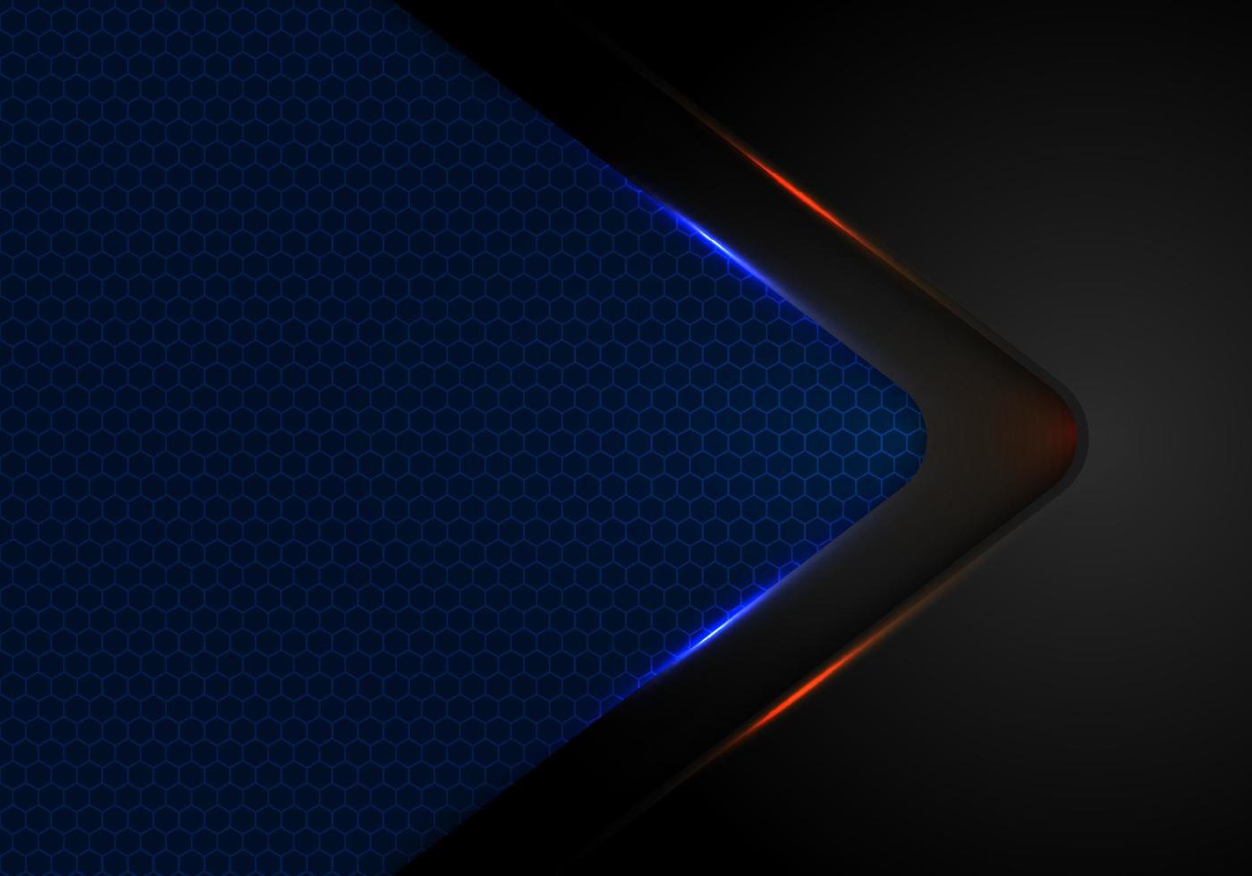 Abstract black arrow layer with blue and red light on blue background vector