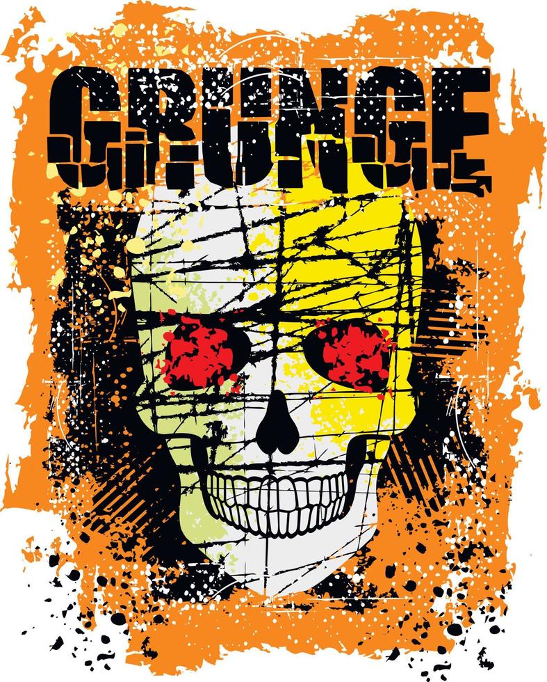 Signo gótico con calavera, camisetas de diseño vintage grunge vector