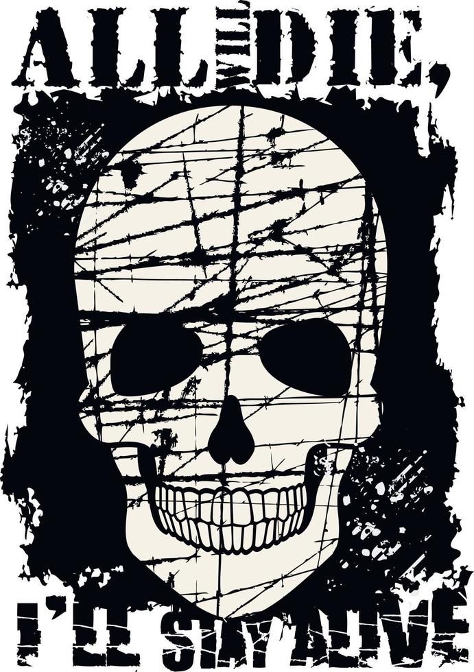 Gothic sign with skull, grunge vintage design t shirts vector
