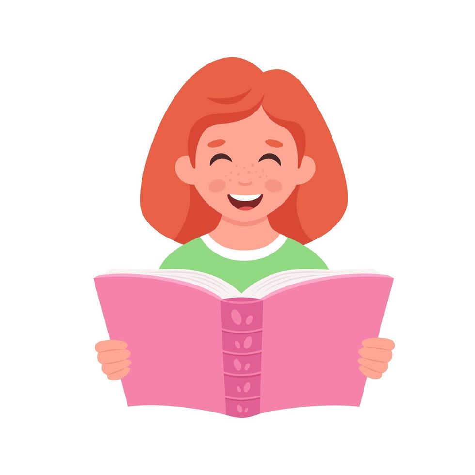 Girl reading book. Girl studying with a book vector