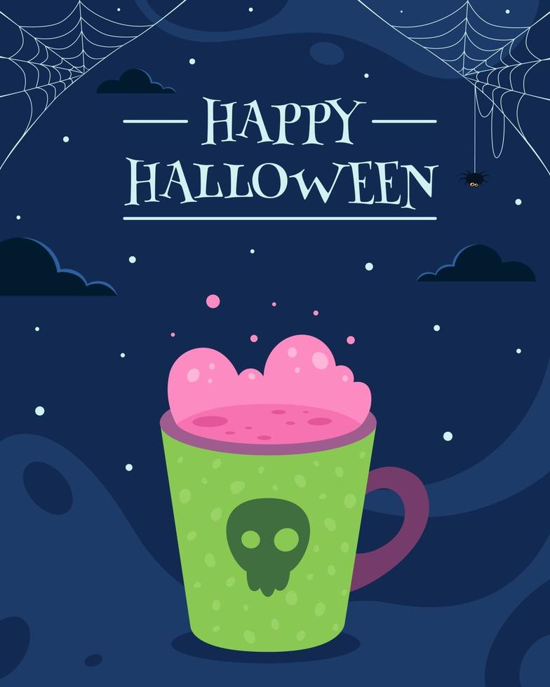 Happy Halloween greeting card. Halloween drink. vector