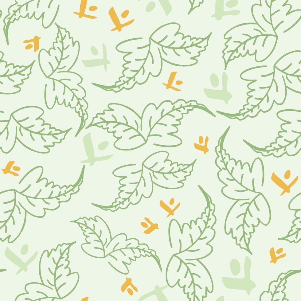 Design elements in an elegant seamless pattern with green leaves vector