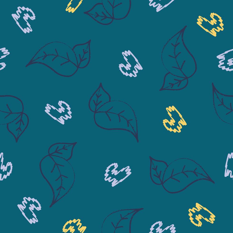 Blue seamless pattern with leaves for textile design vector