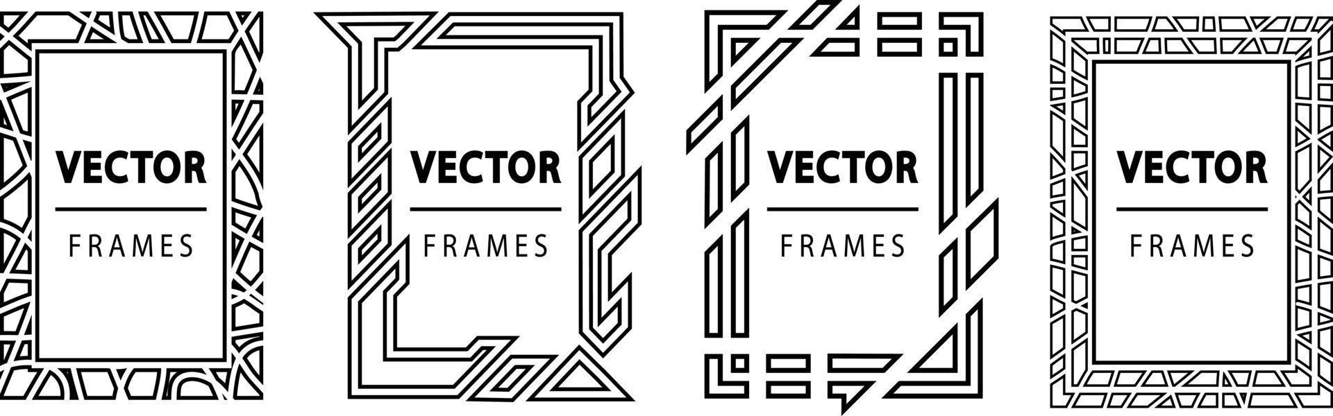 Vector modern frames. Flat rectangle mosaic borders collection, isolated on white background. Abstract blank frames, copy space for your text.