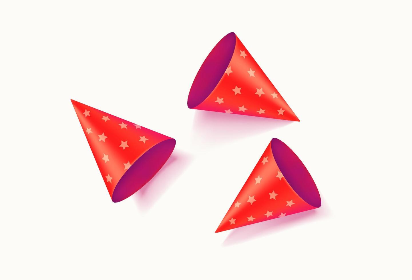 Party cone hats laying on a table vector