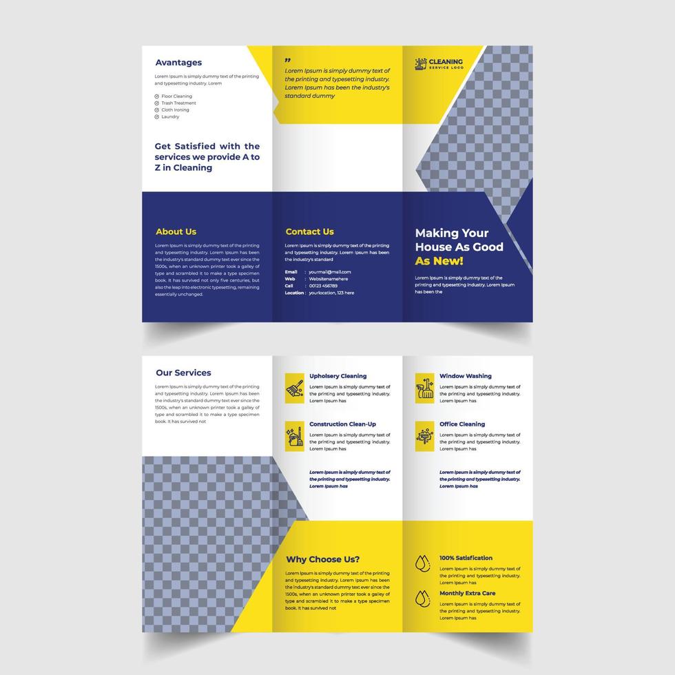 Home clean business service promotion trifold leaflet or brochure vector