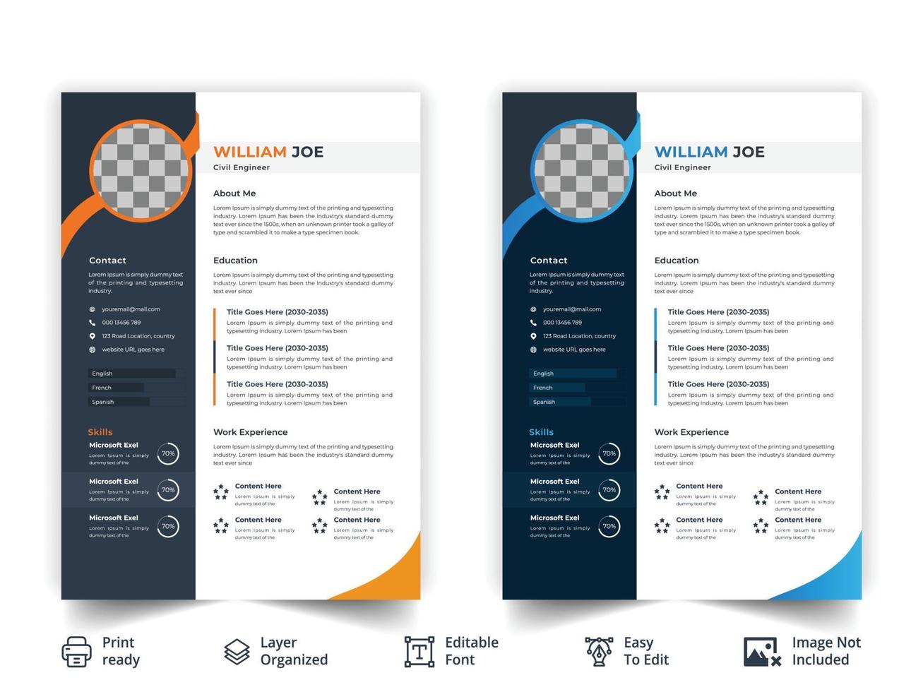 neat and clean professional  resume template design vector