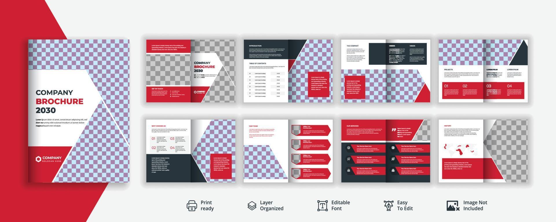 Creative and professional 16 page corporate brochure design or business service promotional leaflet , Company profile annual report vector