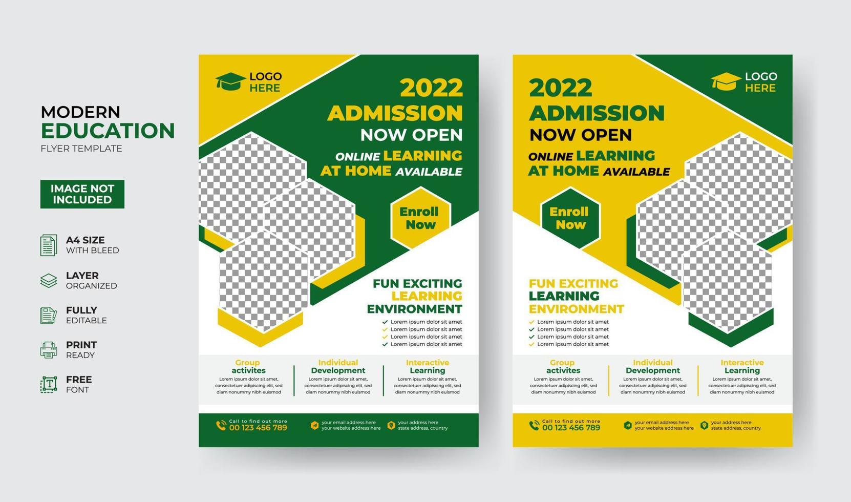 Creative and modern online school kids education admission flyer poster template vector