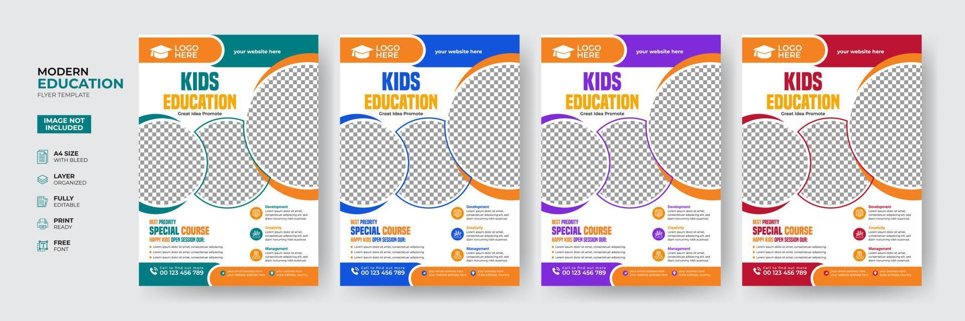 Creative and modern online school kids education admission flyer poster template vector