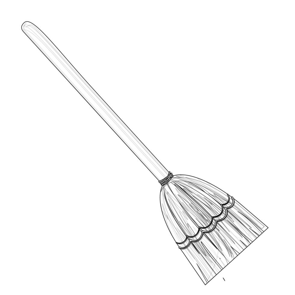 WebVector image of a broom in detailed lines vector