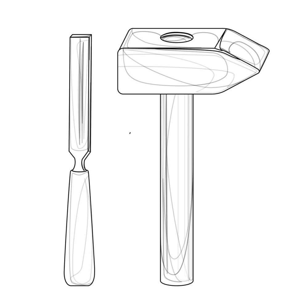 Imagen de una herramienta auxiliar de martillo y cincel vector