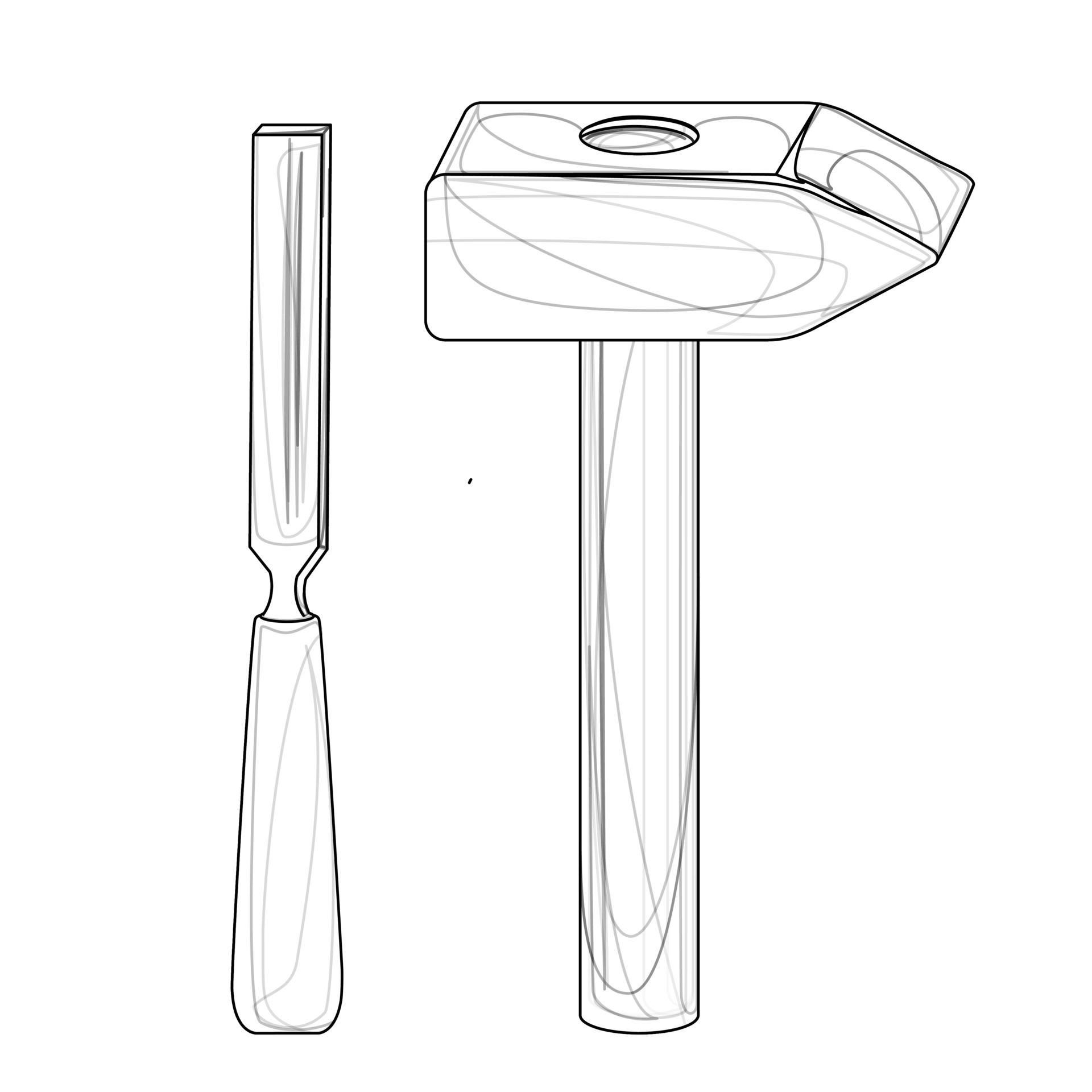 image of a hammer and chisel auxiliary tool 3495082 Vector Art at Vecteezy