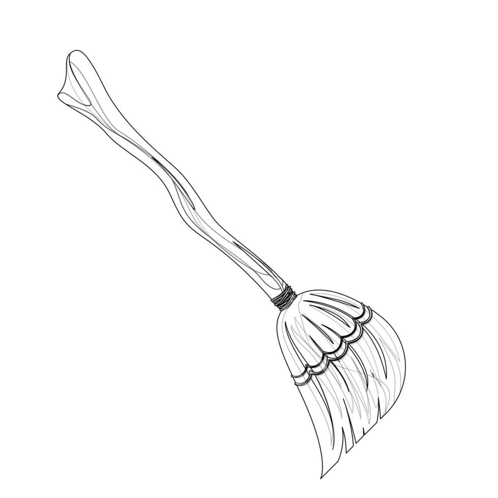 WebVector image of a broom in detailed lines vector