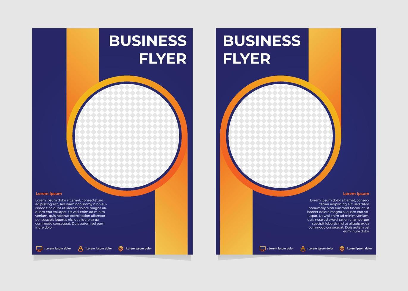 blue and orange gradient business flyer template. vector