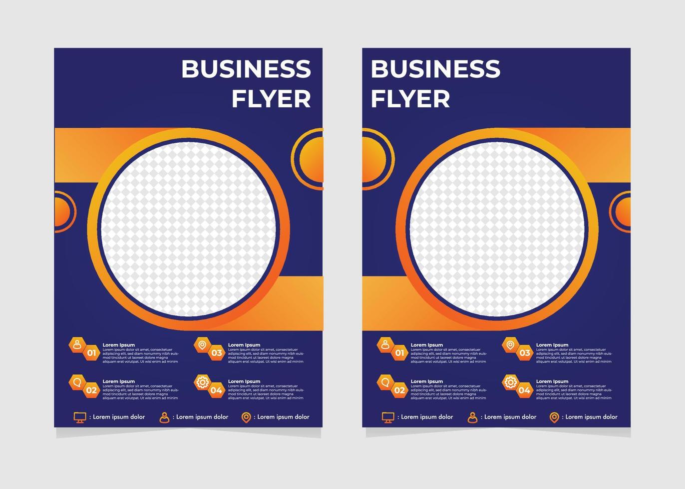 blue and orange gradient business flyer template. vector