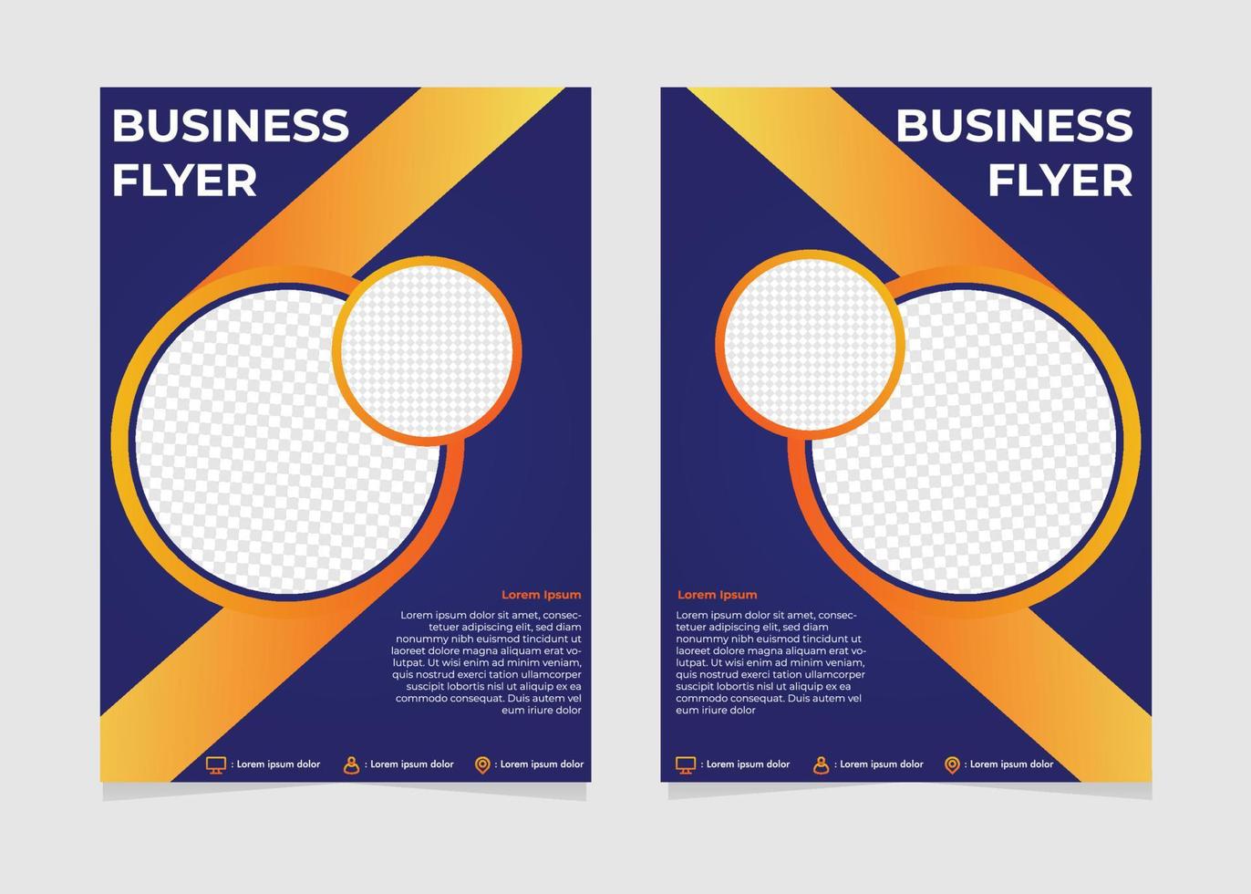 blue and orange gradient business flyer template. vector
