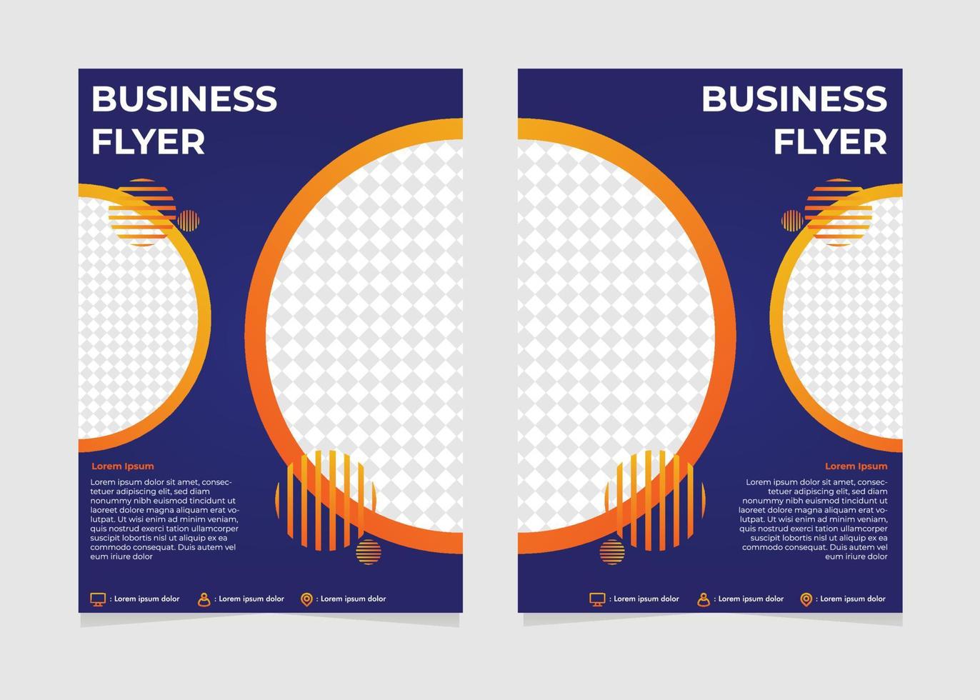 blue and orange circle gradient business flyer template. vector