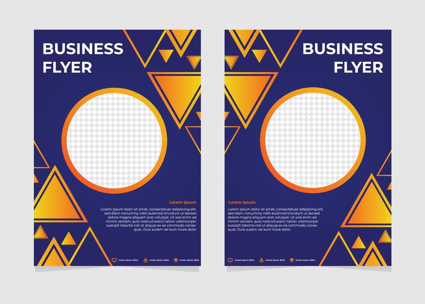 blue and orange circle gradient business flyer template. vector
