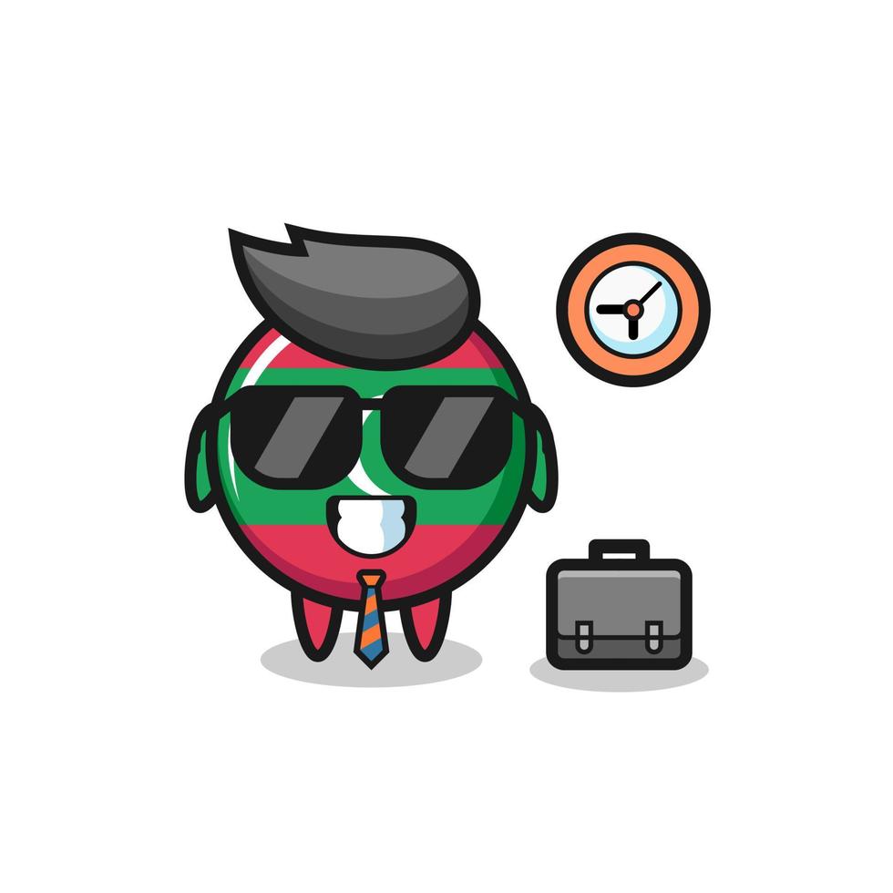 Cartoon mascot of maldives flag badge as a businessman vector