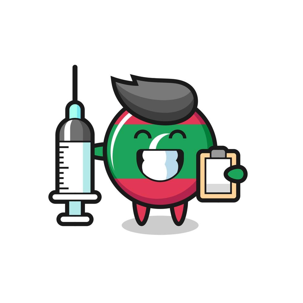 Mascot Illustration of maldives flag badge as a doctor vector