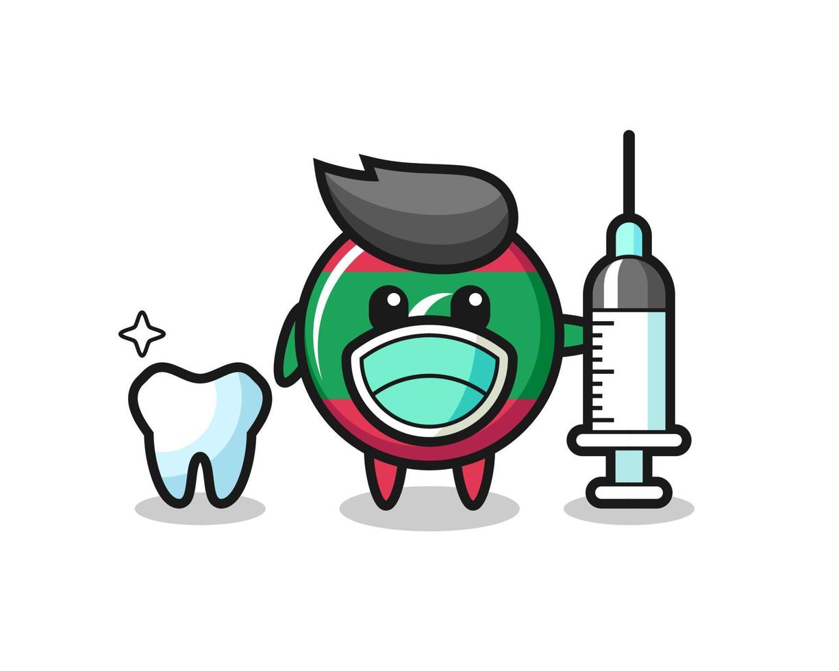 Mascot character of maldives flag badge as a dentist vector