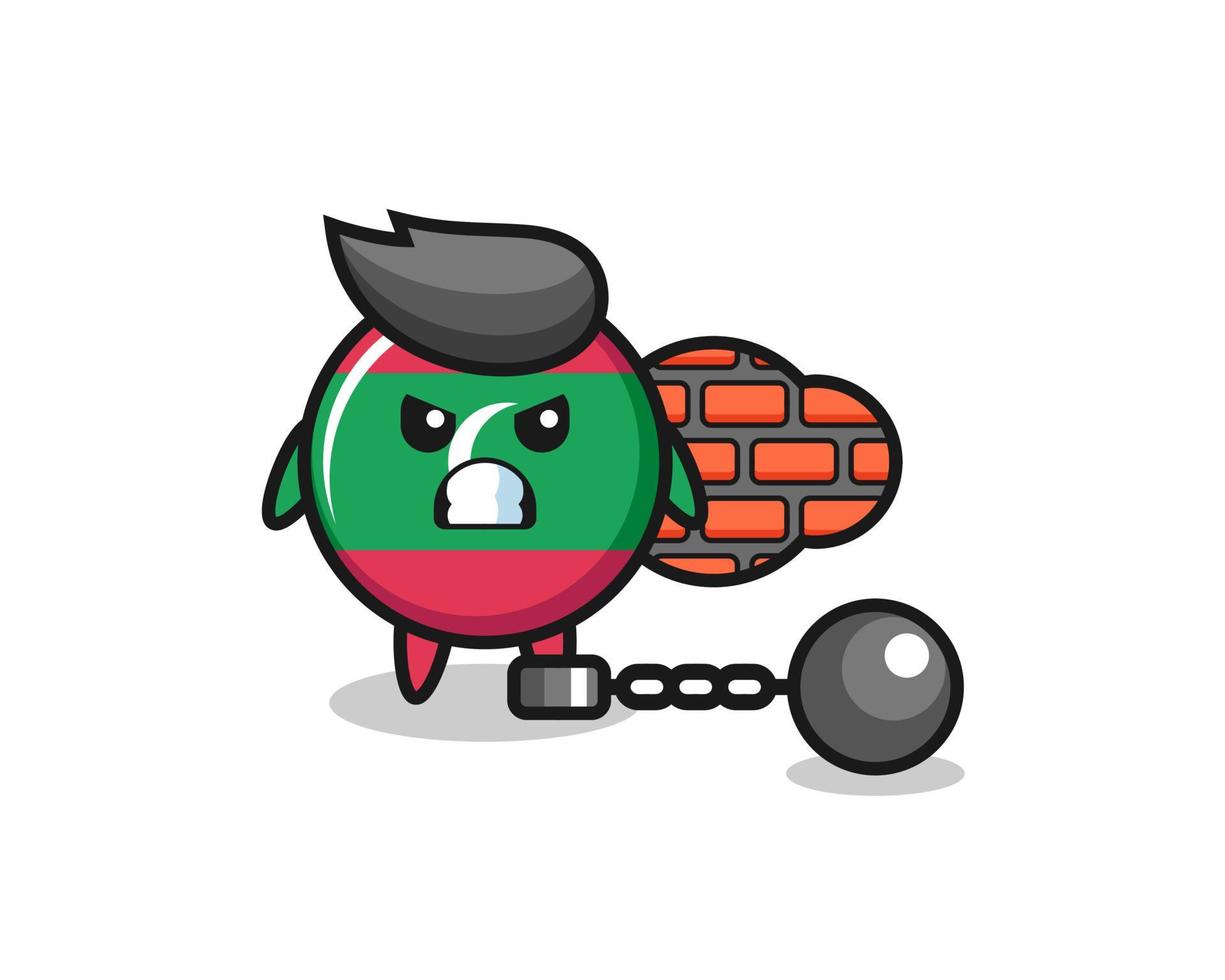 Character mascot of maldives flag badge as a prisoner vector