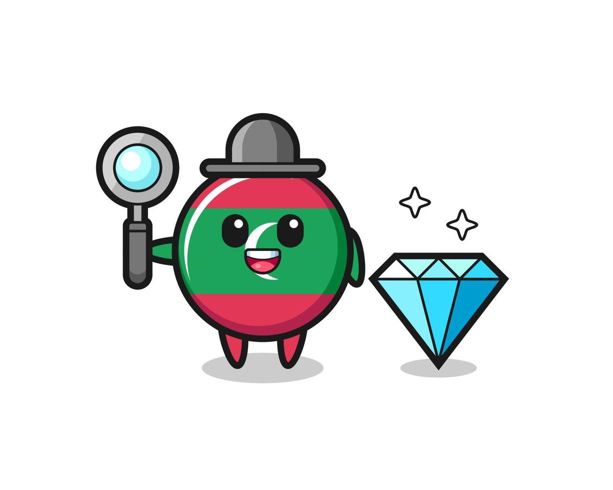 Illustration of maldives flag badge character with a diamond vector