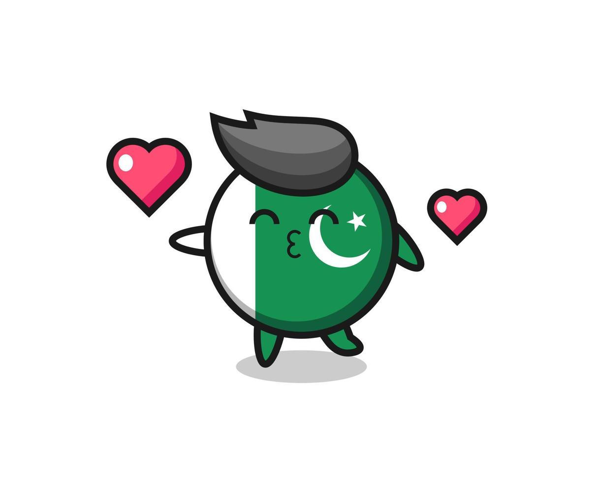 pakistan flag character cartoon with kissing gesture vector