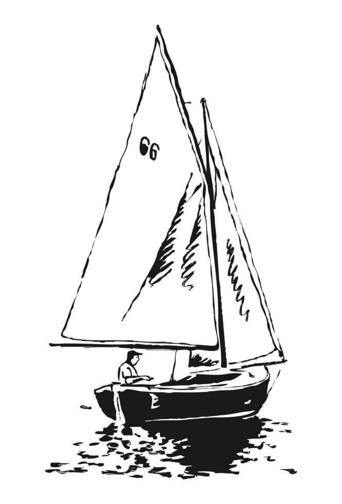 boceto de barco de vela de yates vector