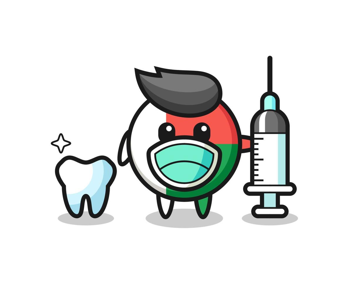 Mascot character of madagascar flag badge as a dentist vector