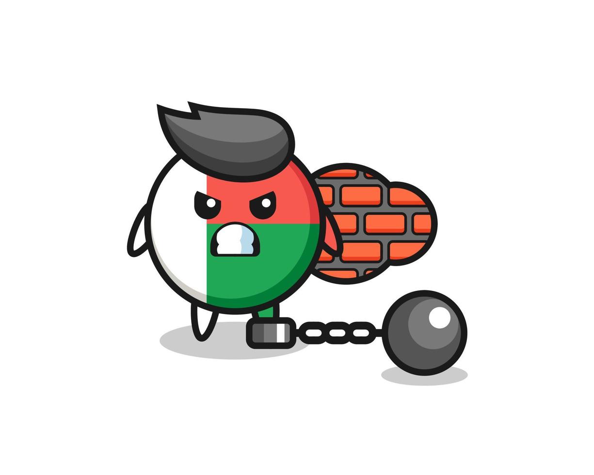 Character mascot of madagascar flag badge as a prisoner vector