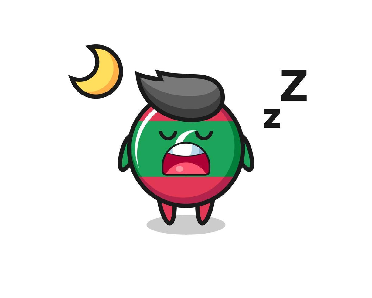 maldives flag badge character illustration sleeping at night vector