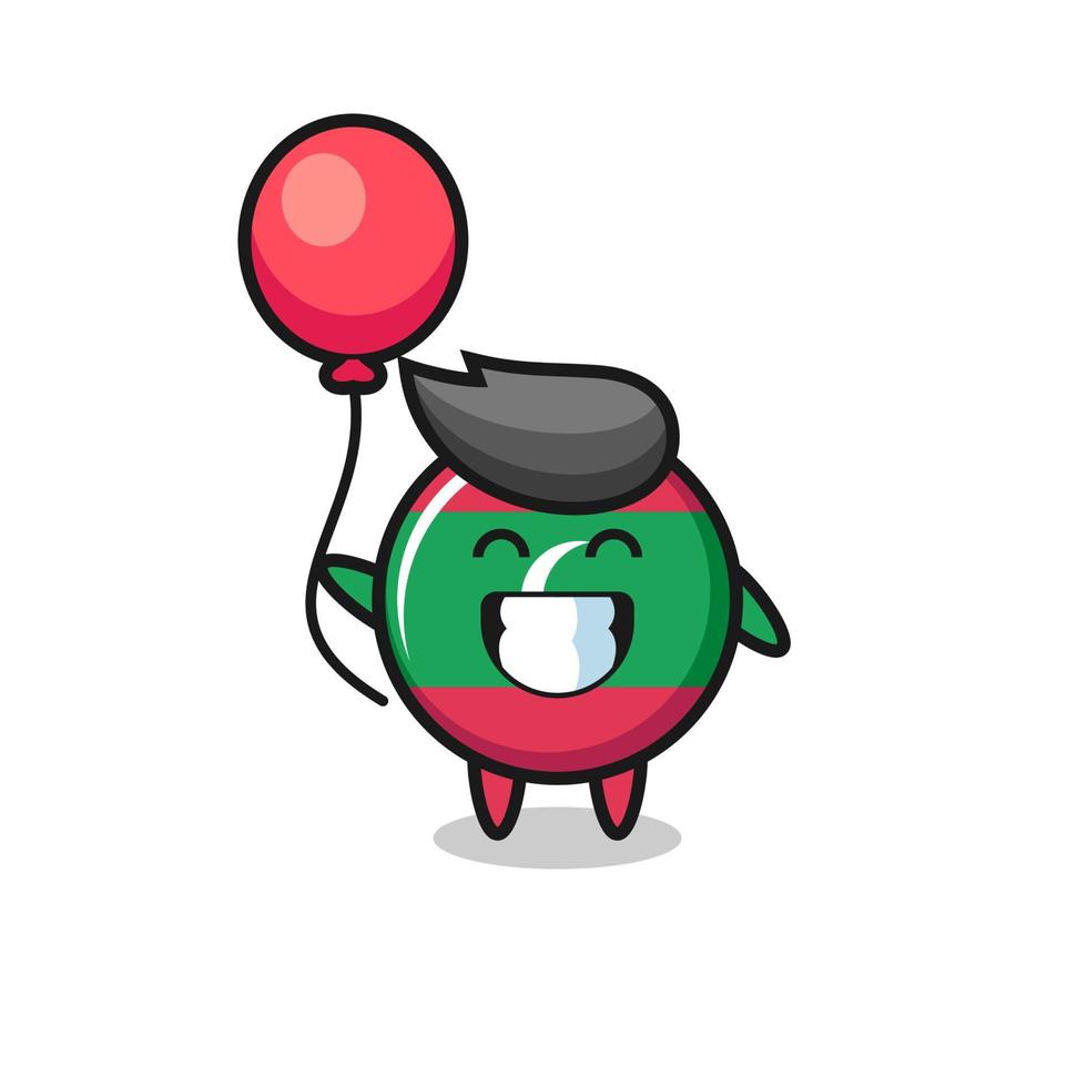 maldives flag badge mascot illustration is playing balloon vector