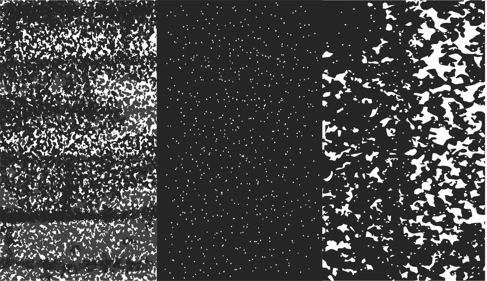 Three different black and white texture vector. Camouflage, Stippled and Grunge background illustration. vector