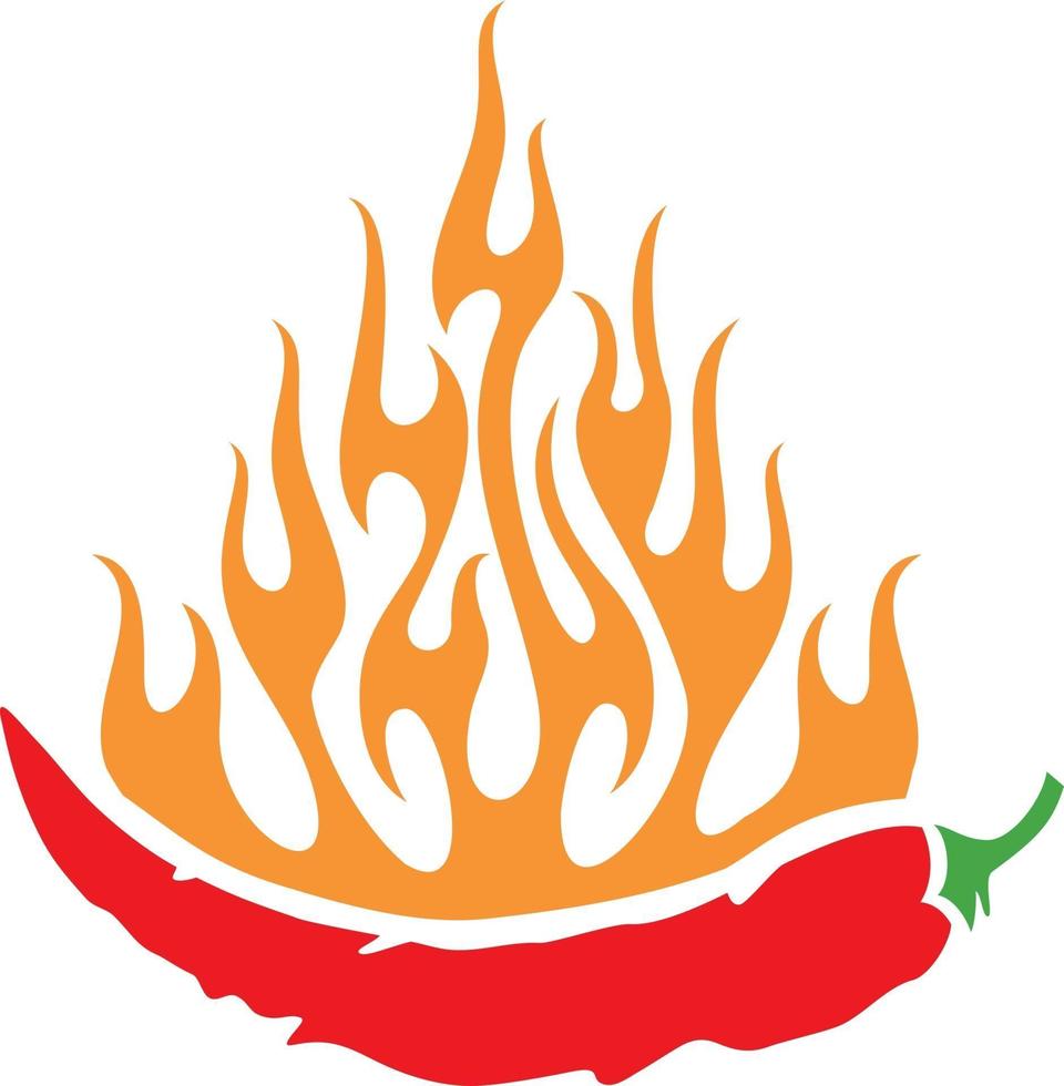 Chili Pepper in Flame Flat Icon vector