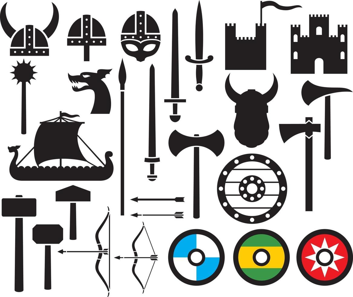 colección de iconos vikingos vector