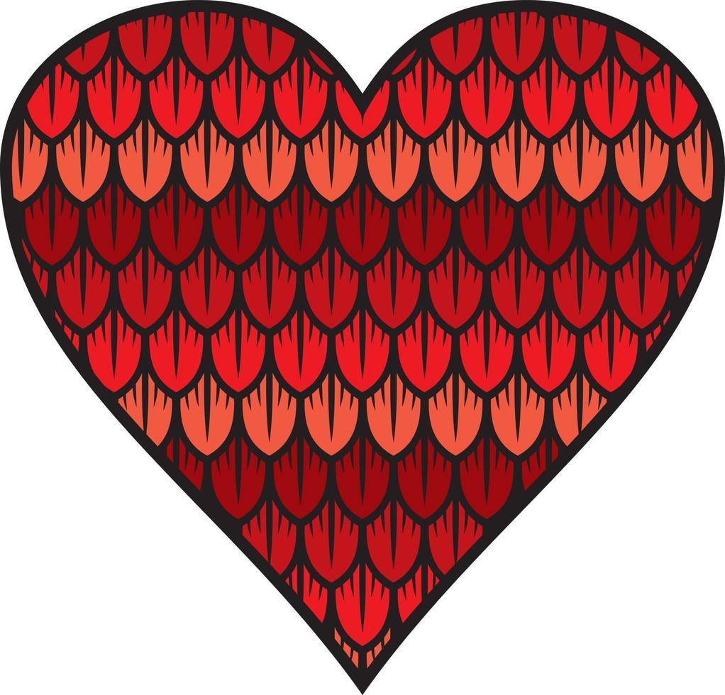 corazón de escamas de dragón vector