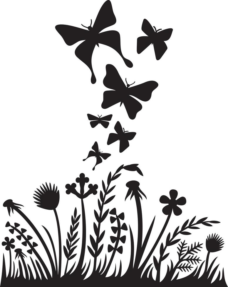 flores y mariposas vector