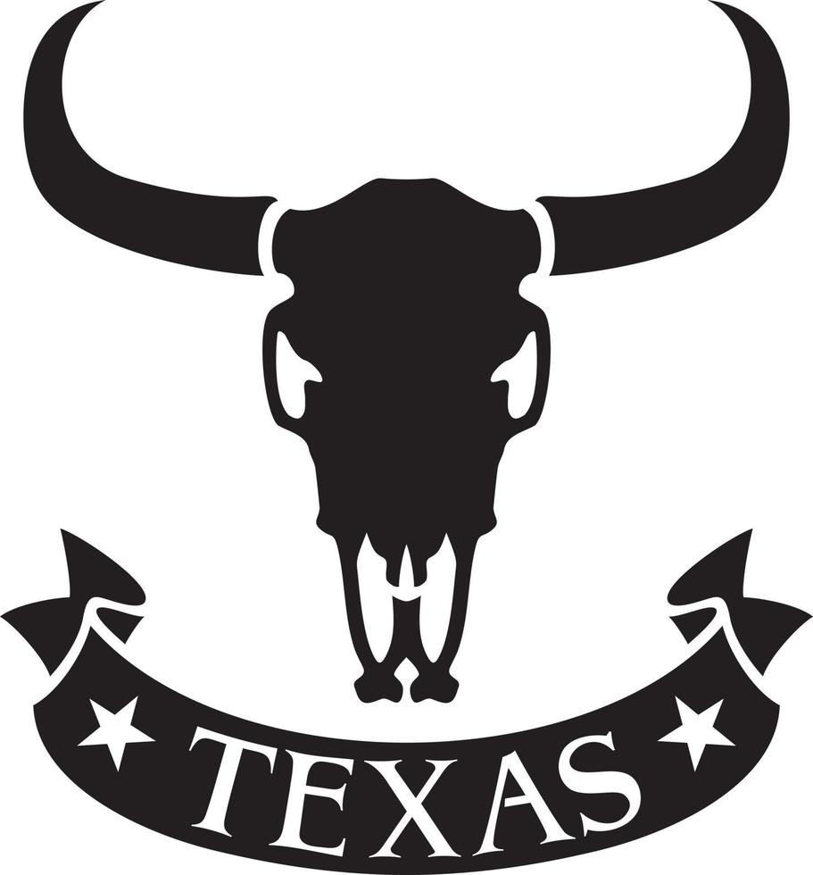 diseño de texas con cráneo de toro o vaca vector