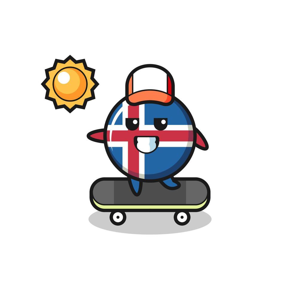 iceland flag character illustration ride a skateboard vector