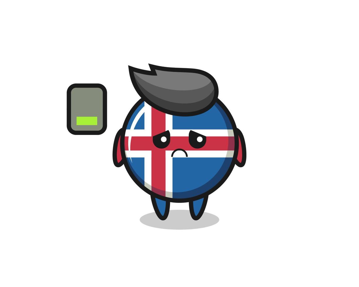 iceland flag mascot character doing a tired gesture vector