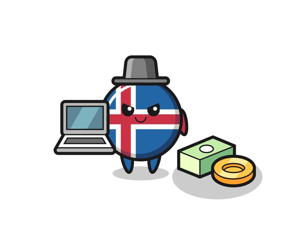 Mascot Illustration of iceland flag as a hacker vector