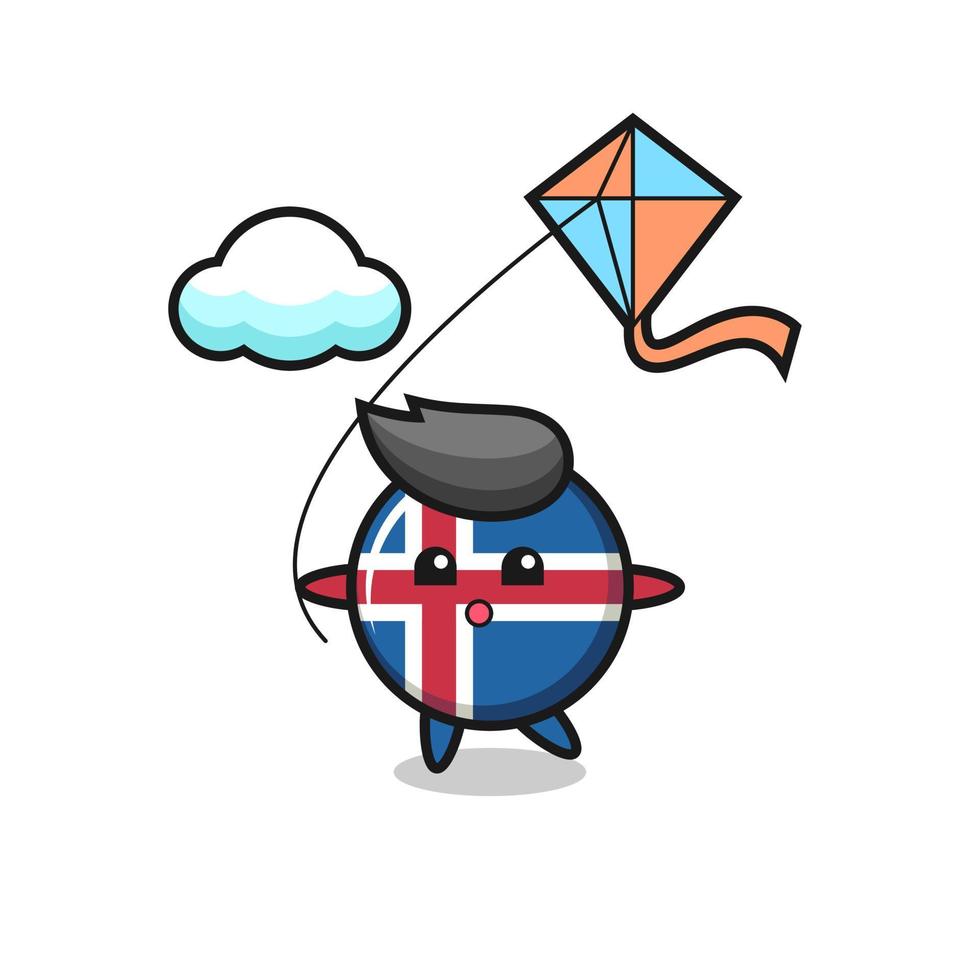 iceland flag mascot illustration is playing kite vector