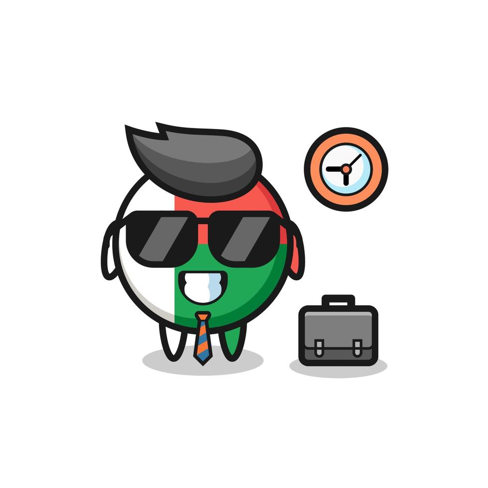 Cartoon mascot of madagascar flag badge as a businessman vector
