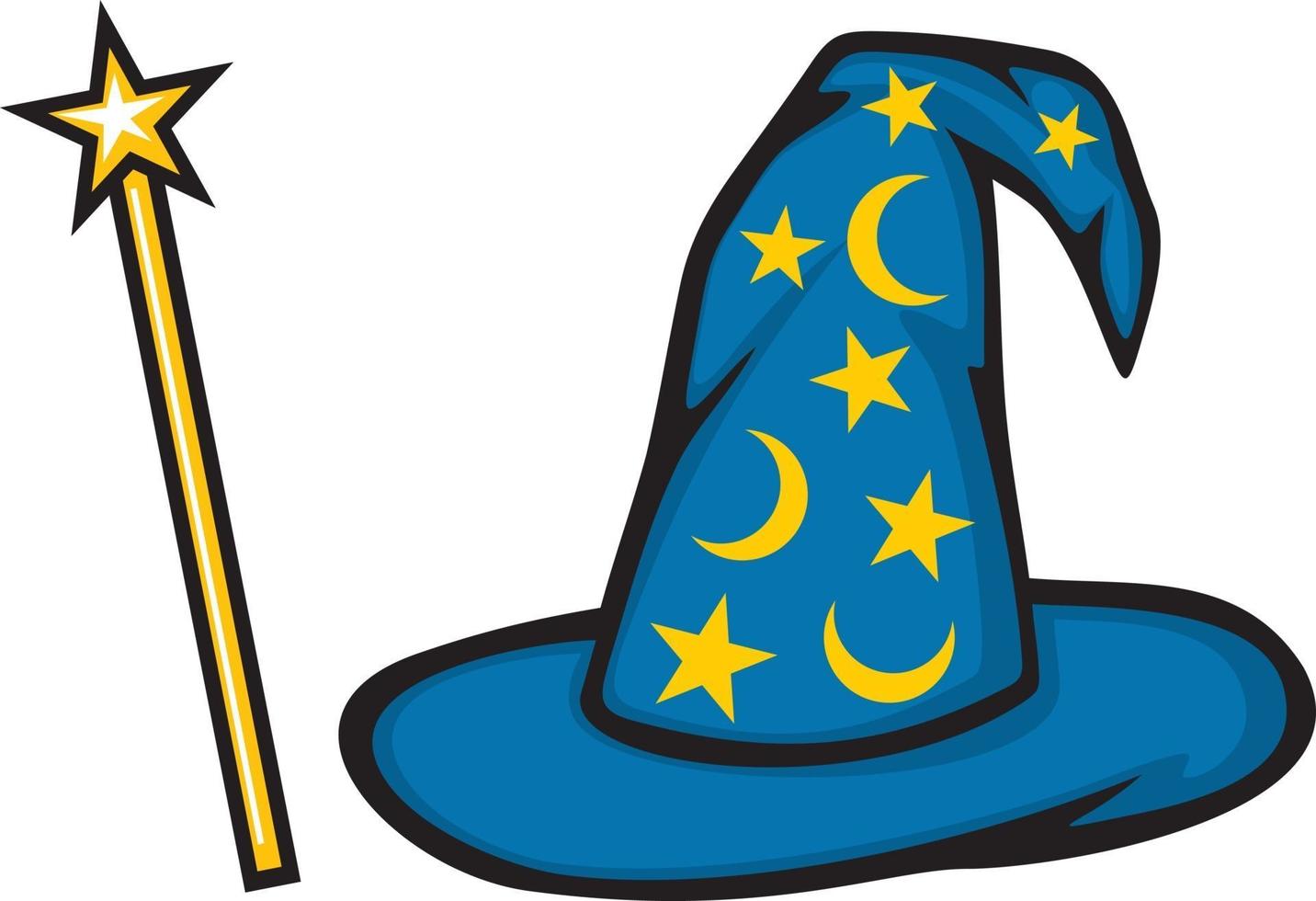 Wizard Hat and Magic Stick vector