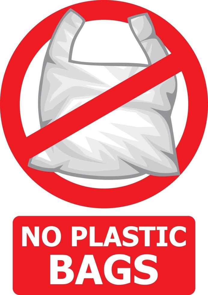 no hay bolsas de plástico prohibido firmar vector