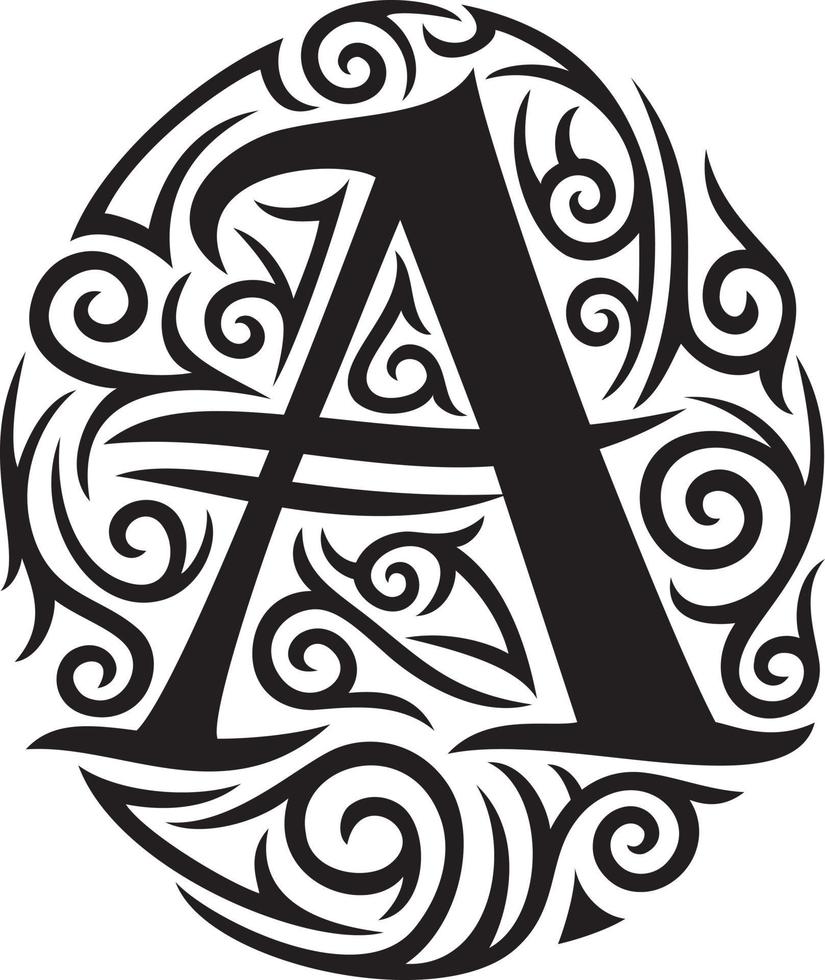 Letter A Tattoo Tribal Design vector