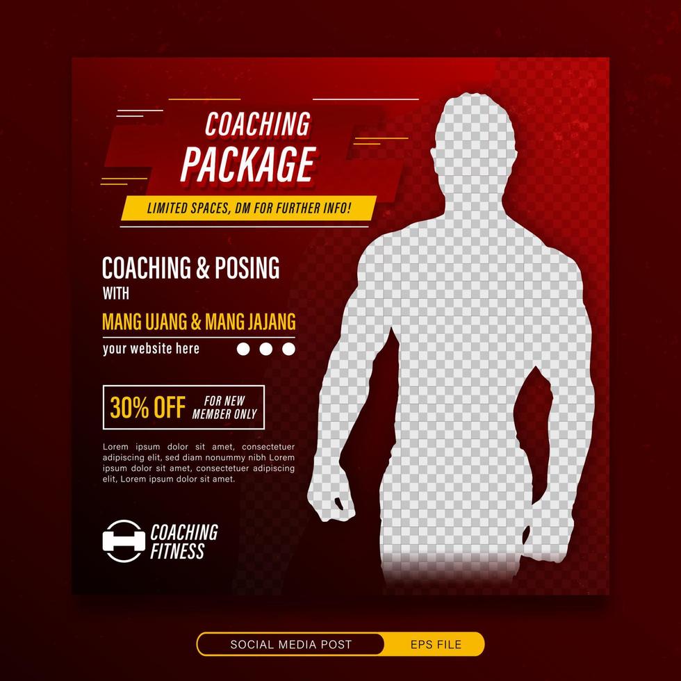 Fitness gym coaching package social media banner template vector