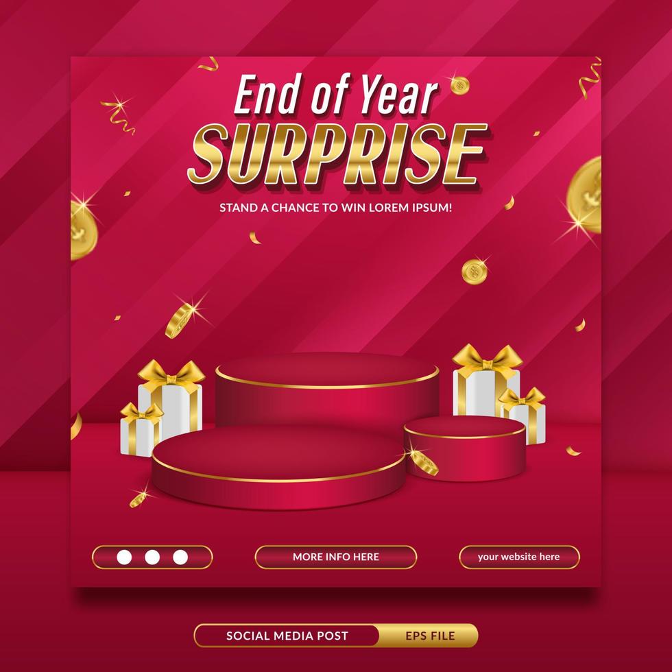 End of year surprise contest invitation social media banner template with abstract background vector